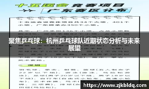 聚焦乒乓球：杭州乒乓球队近期状态分析与未来展望